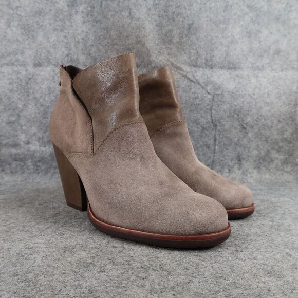 Kork Ease Shoes Womens 10 Booties Fashion Leather Suede Cuban Heel Comfort Taupe - Picture 1 of 15